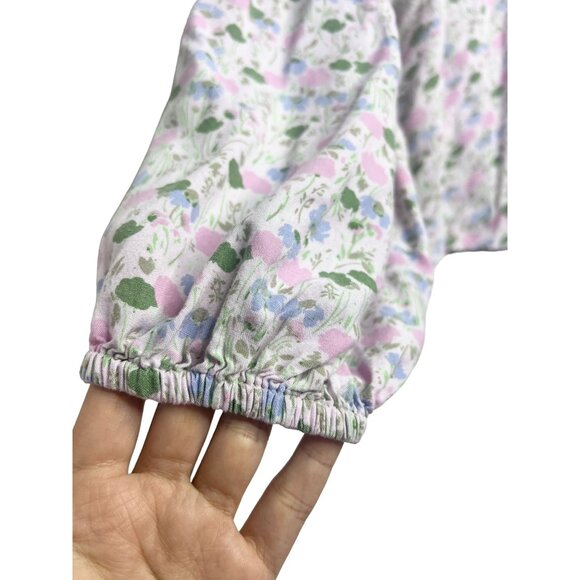 LC Lauren Conrad Floral V-Neck Blouse With Balloon Sleeves & Tie Front - Picture 7 of 12